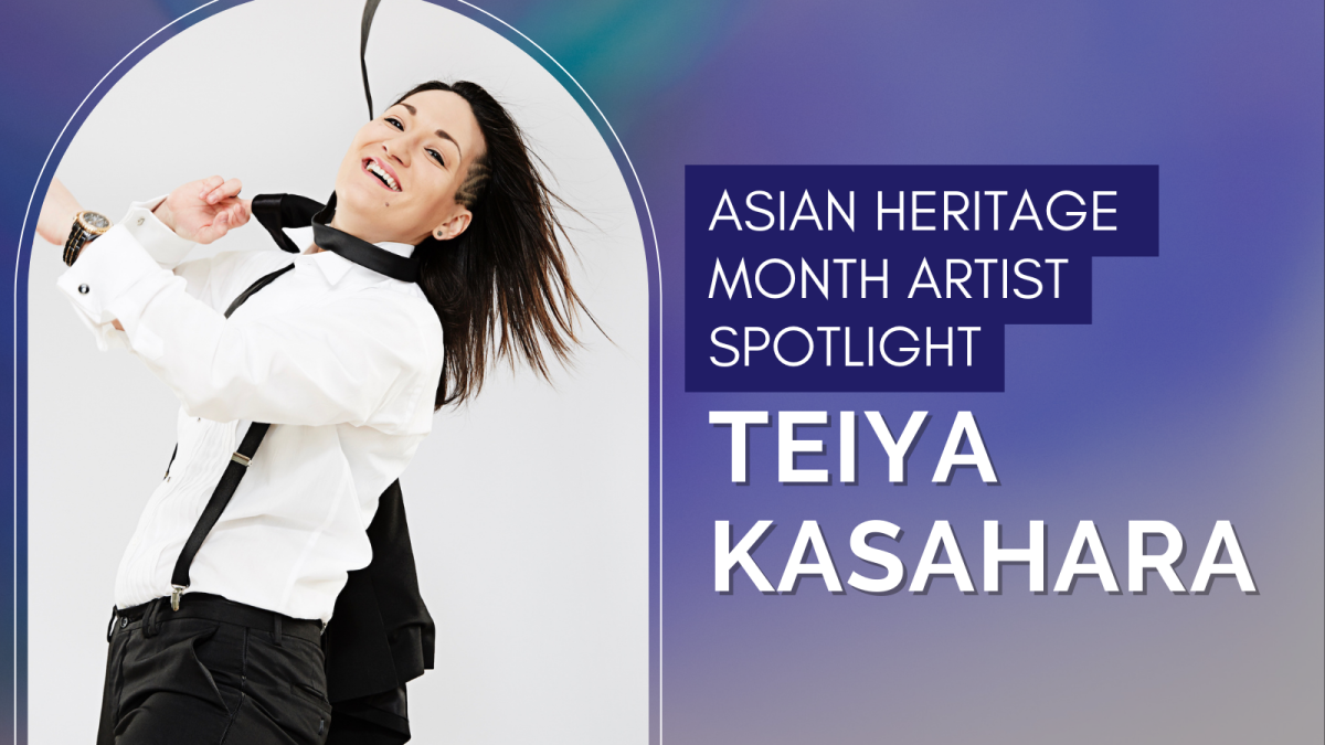 Thumbnail of Teiya Kasahara smiling at the camera. Text reads: Asian Heritage Month Artist Spotlight - Teiya Kasahara