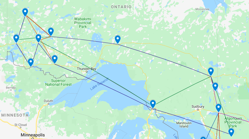 Map of Northern Ontario tour locations