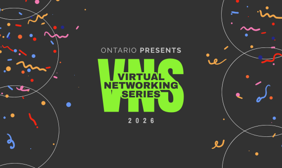 VNS logo with confetti