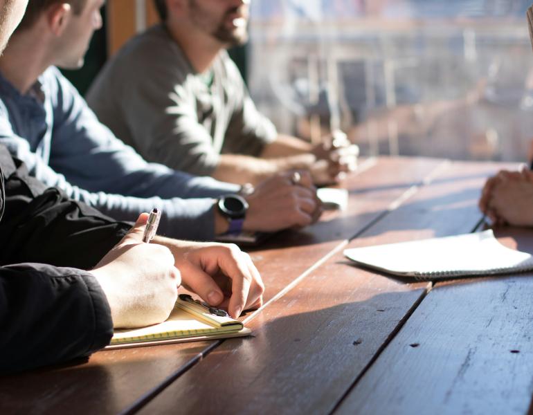 Community of people at a meeting